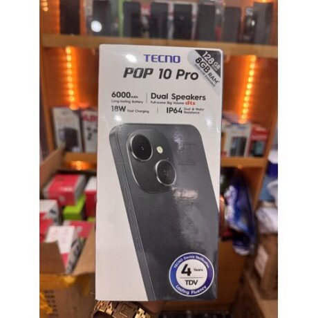 Tecno POP10 Pro (128GB ROM + 8GB RAM 4+4) – 6000mAh Battery, 18W Fast Charging, 120Hz Display